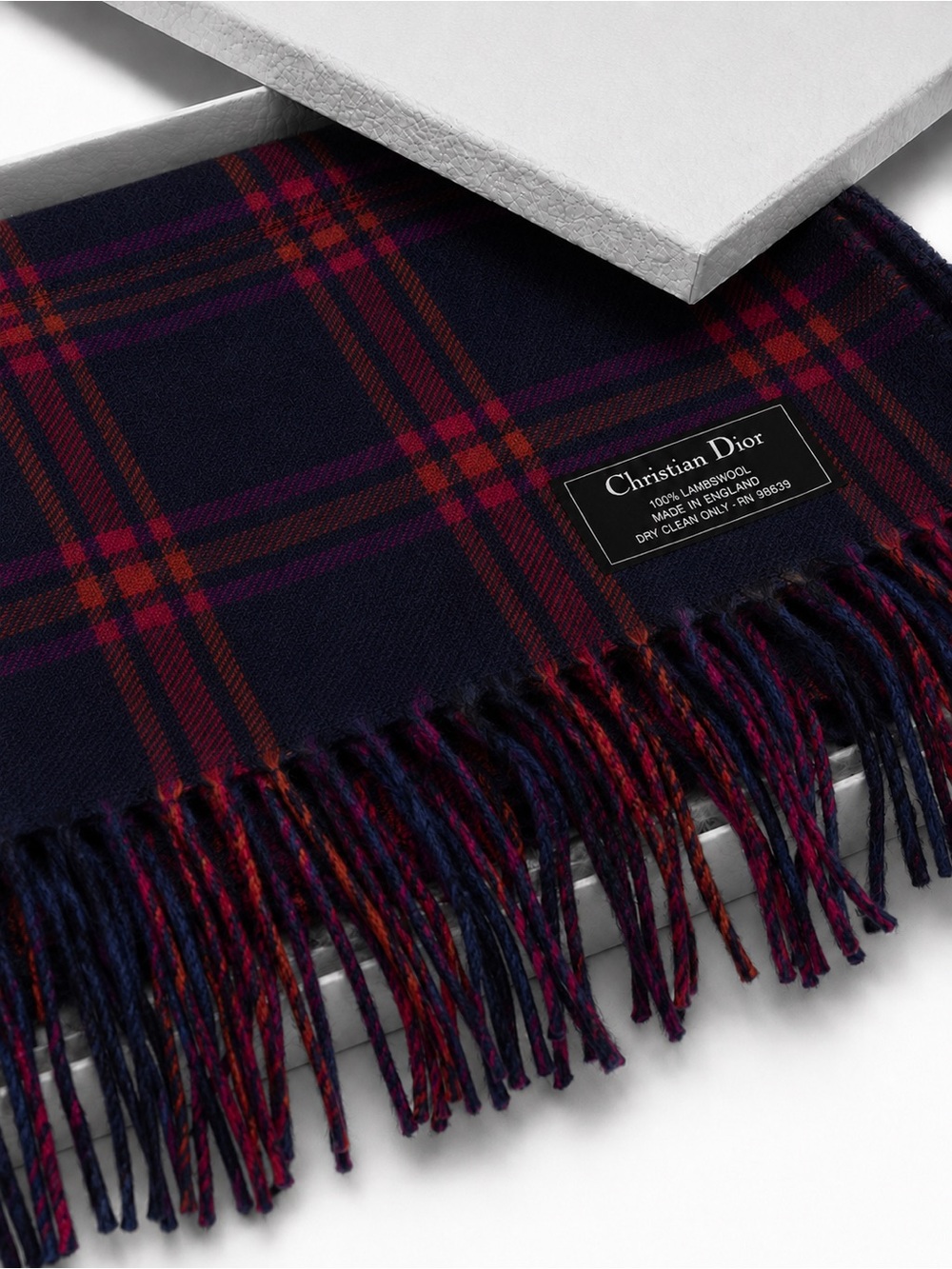 Dior lambswool plaid check scarf